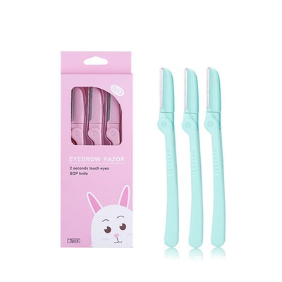 美妆化妆工具厂家批发3支装折叠修眉刀套装女专用刮眉刀片修眉刀|ru