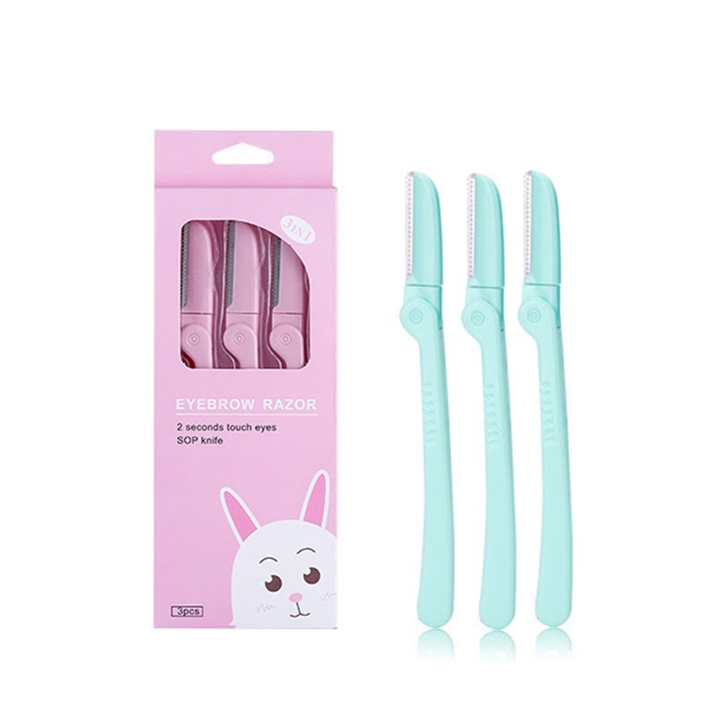 美妆化妆工具厂家批发3支装折叠修眉刀套装女专用刮眉刀片修眉刀|ru