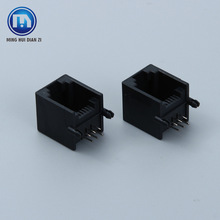 明辉网络接口插座rj11-6P6C黑色90度卧式网口连接器