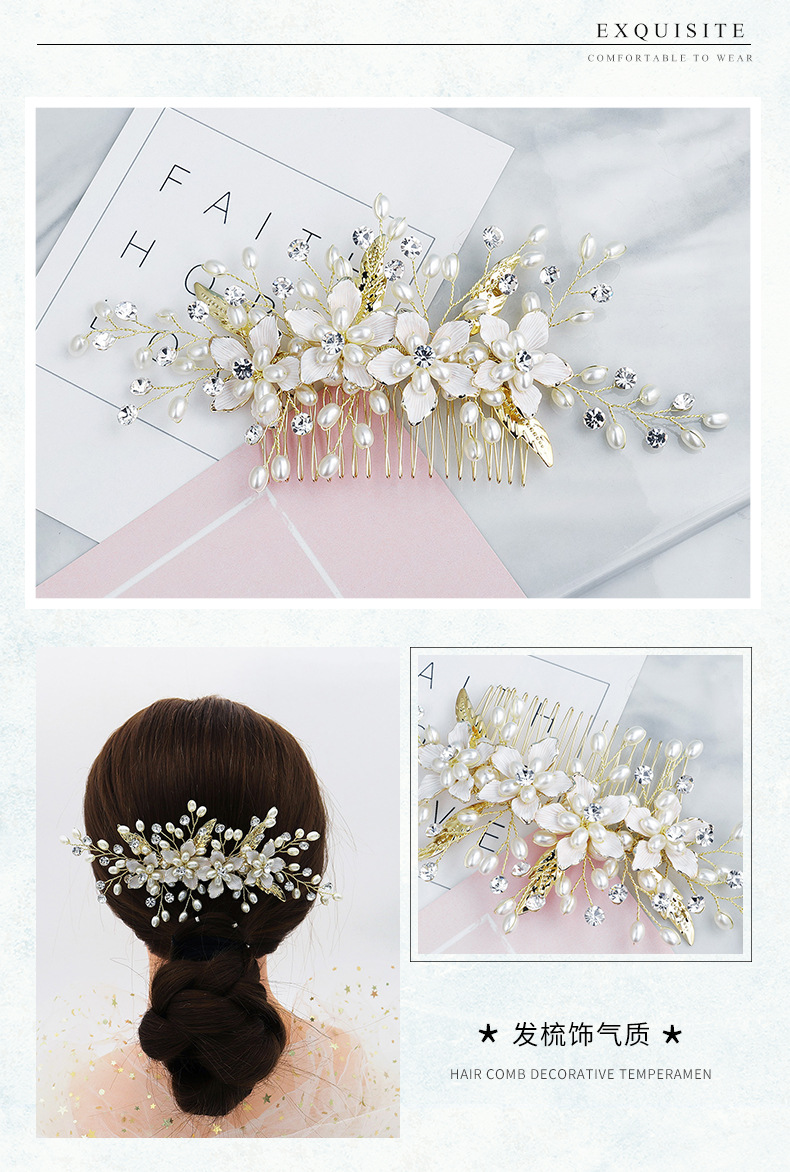 Fashion Hair Comb Retro Wedding Headdress Bridal Bridesmaid Dress Accessories Alloy Flower Insert Comb display picture 5