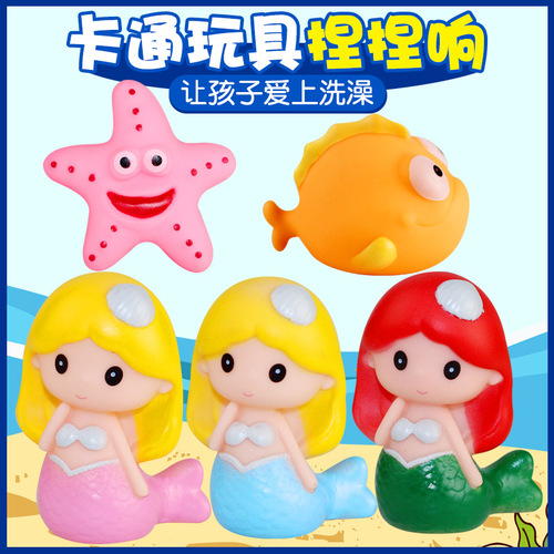 New style of playing in the water, pinching and calling Mermaid Ji, vinyl marine animal toy, mermaid doll, creative birthday gift