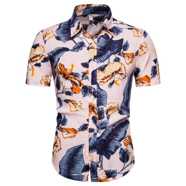 Hawaiian high quality cotton short sleeve Lapel shirt