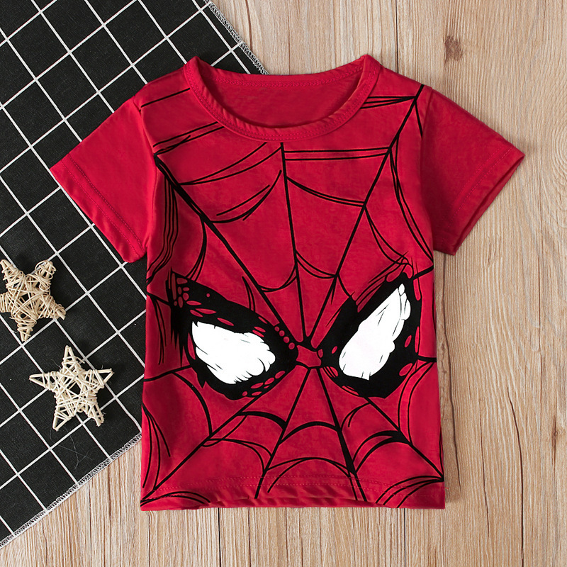 男の子子供欧米の夏の丸首半袖スパイダーマン漫画多柄tシャツ上着子供服ins|undefined