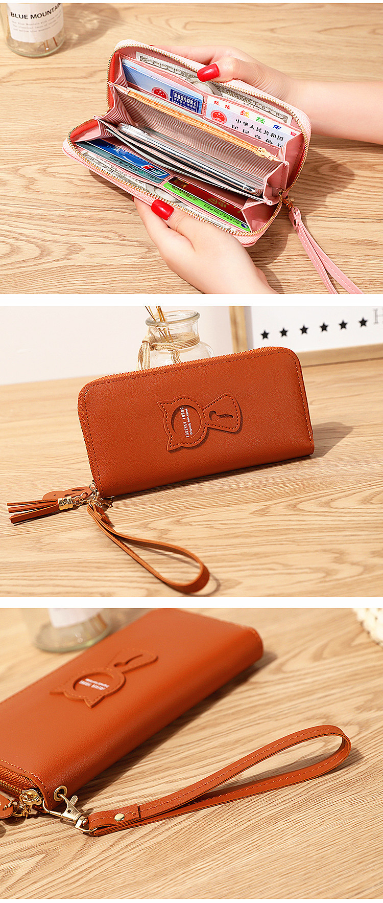 Women's Solid Color Pu Leather Zipper Wallets display picture 5