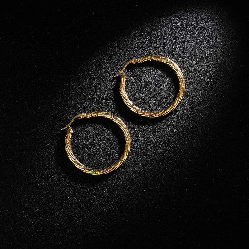 Titanium&Stainless Steel Fashion Geometric earring(Gold 3.5cm)Fine Jewelry NHIM1674-Gold-3.5cm