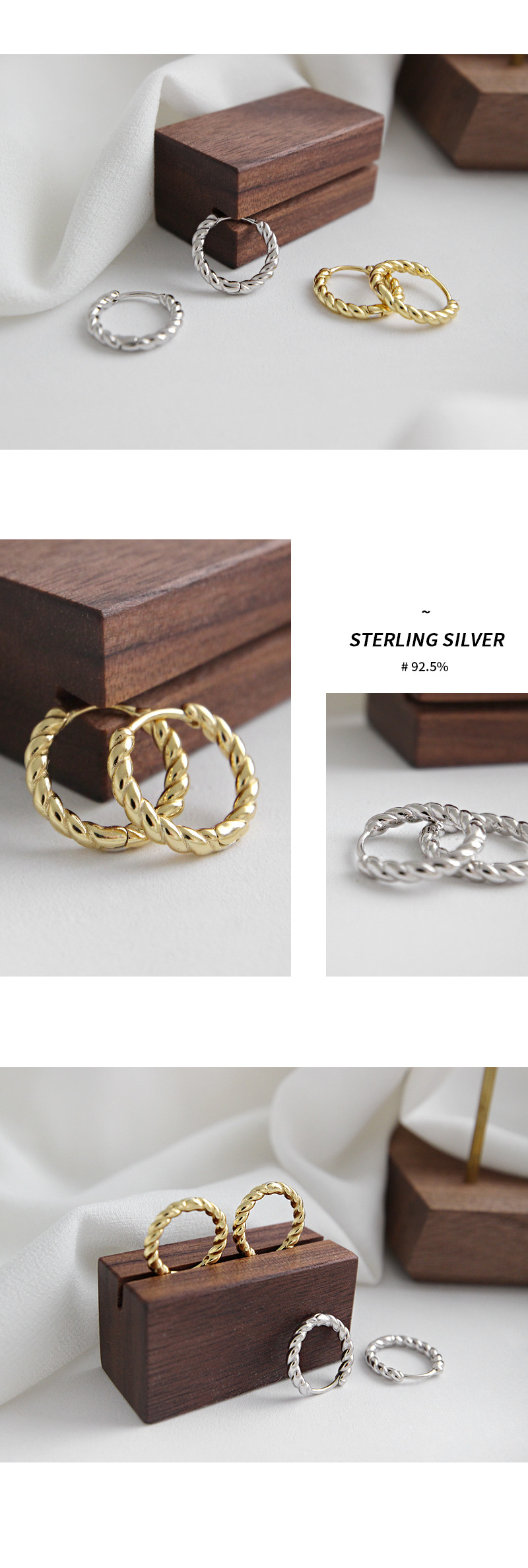 925 Sterling Silver Ear Needle Material Korean Version Of S925 Sterling Silver Circle Twist Earrings