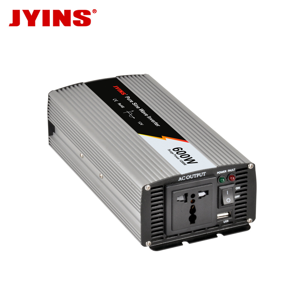 厂家供应12/24v转220v 600W车载 家用 太阳能 纯正波逆变器足功率