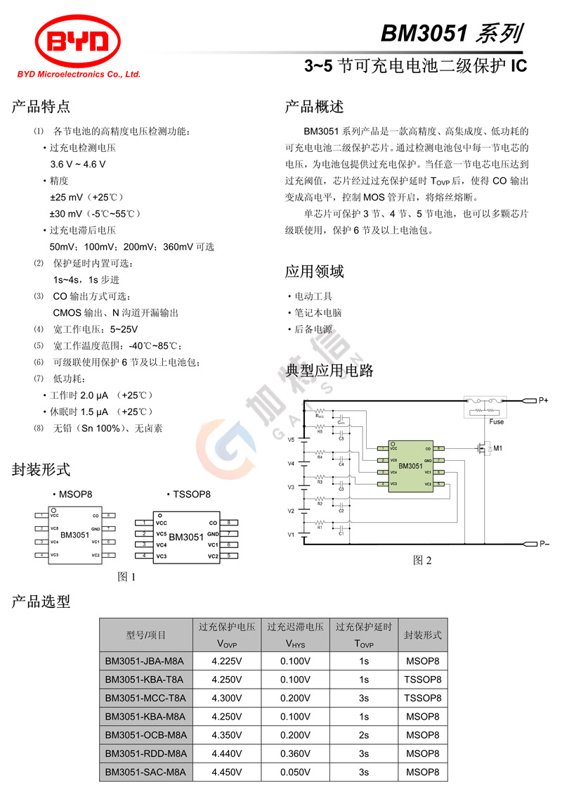 BM3051-OCB-M8A BYD/比亚迪全新原装 3-5节可充电电池二级保护IC-阿里巴巴