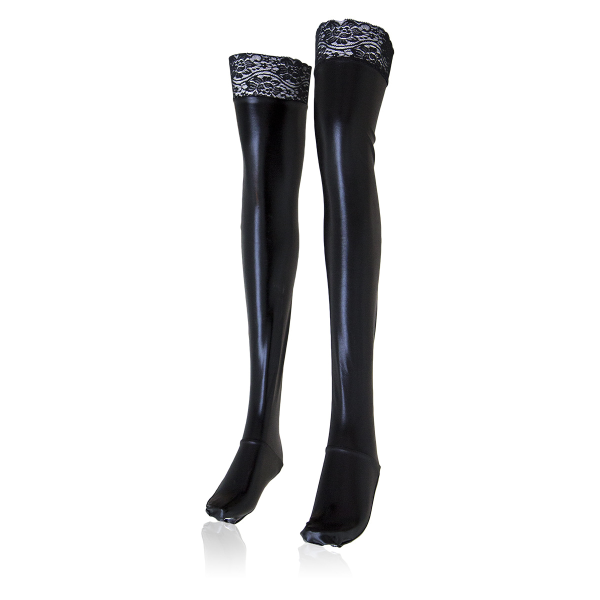 Tienda de fábrica al por mayor juguetes sexuales calcetines adhesivos de encaje de tela elástica de charol bronceado calcetines de cuero brillante pintura calcetines ropa de rendimiento