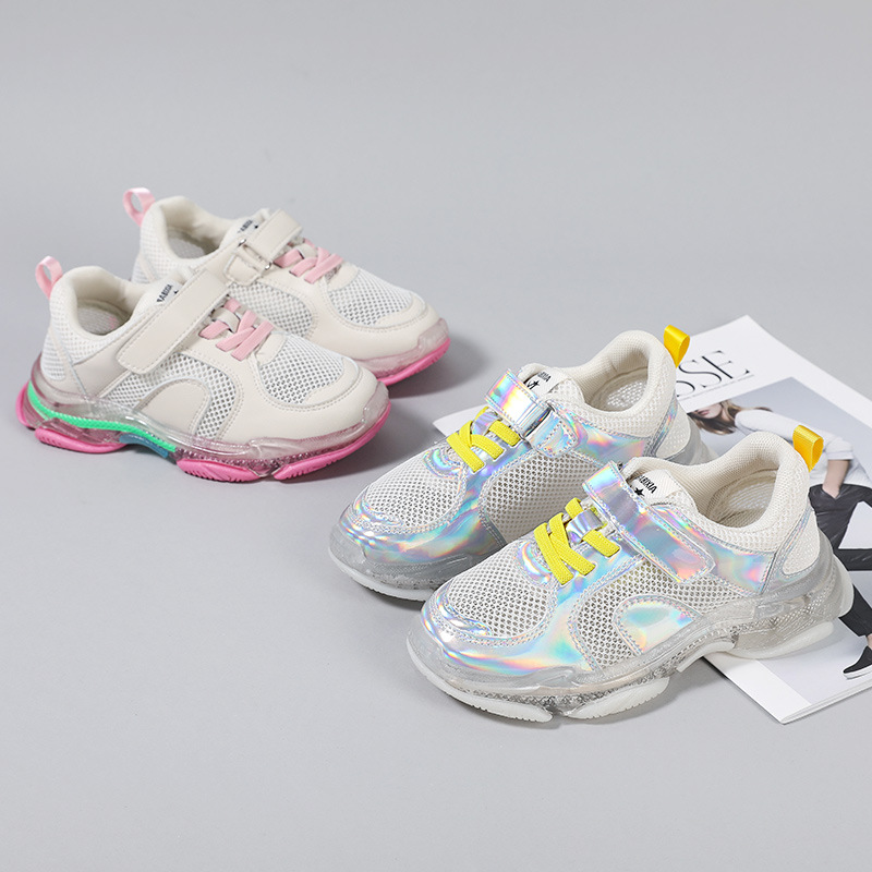 2019 Children's Sports Shoes Spring new pattern Neon Reflective soft sole Large Boy leisure time Fashion Network Cloth shoes