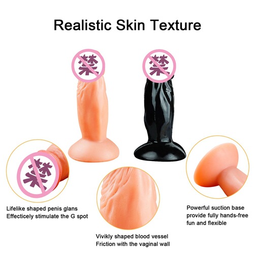 H17 Petite Top A20 Tiny Teddy Suction-Cup Simulation Fake Miniature Penis for Front-and-Rear Use, Anal Plug—Adult Sex Toy for Women