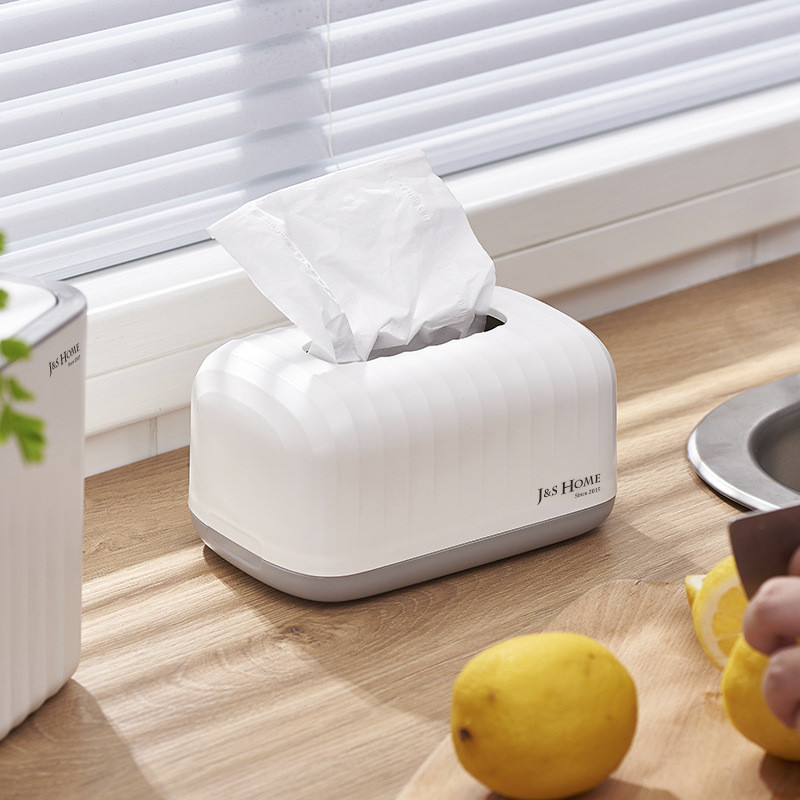 Simple caja de pañuelos rollo de papel de tubo sala de estar de almacenamiento de escritorio caja de pañuelos hogar estilo nórdico patrón de onda servilleta cartón