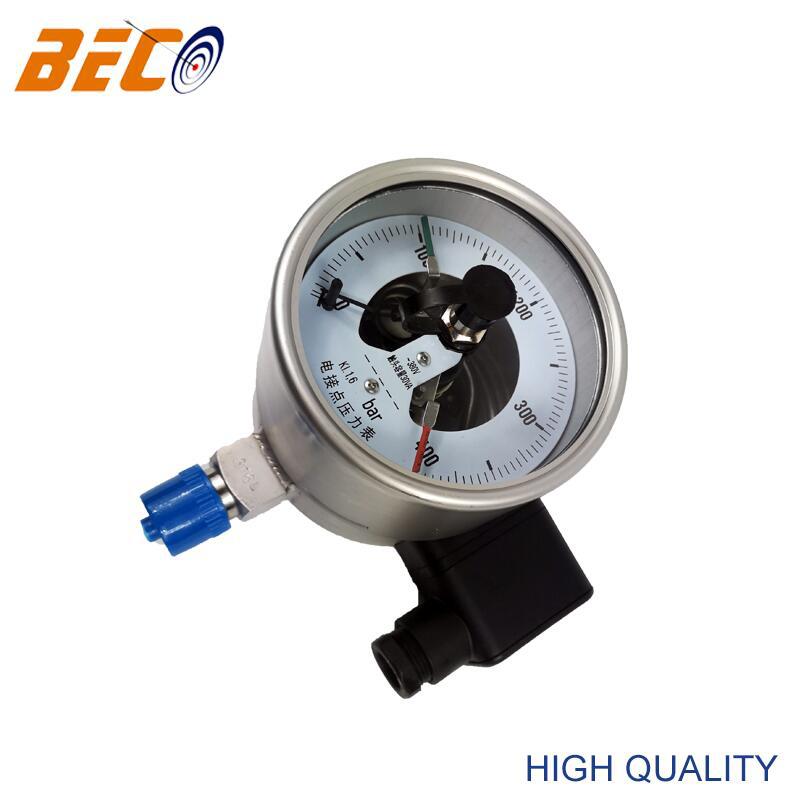 贝伊特beco电接点压力表轴向400bar高压耐震不锈钢压力表专业