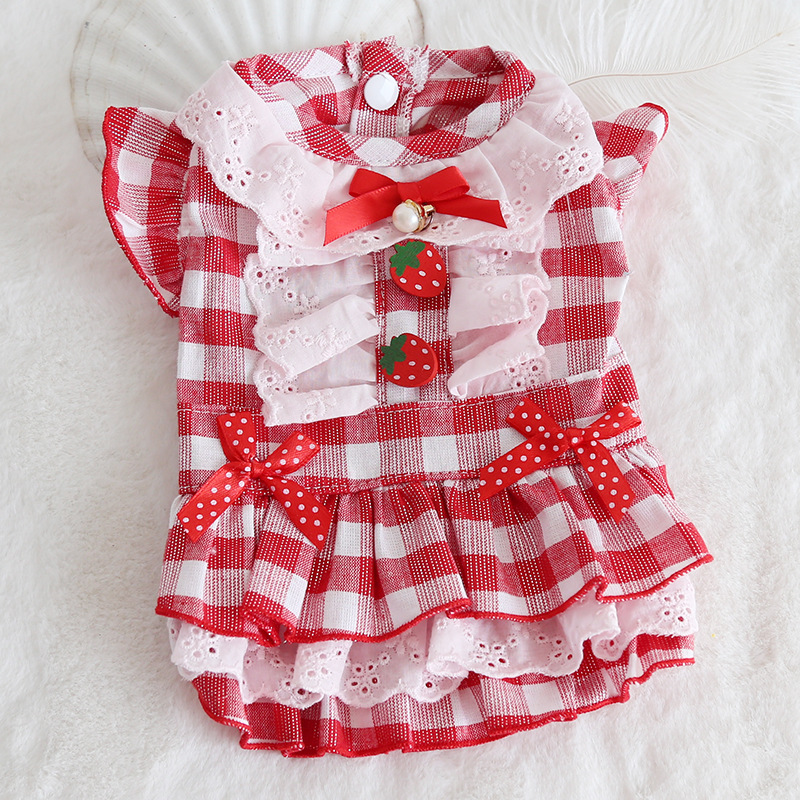 烫金格子花边裙