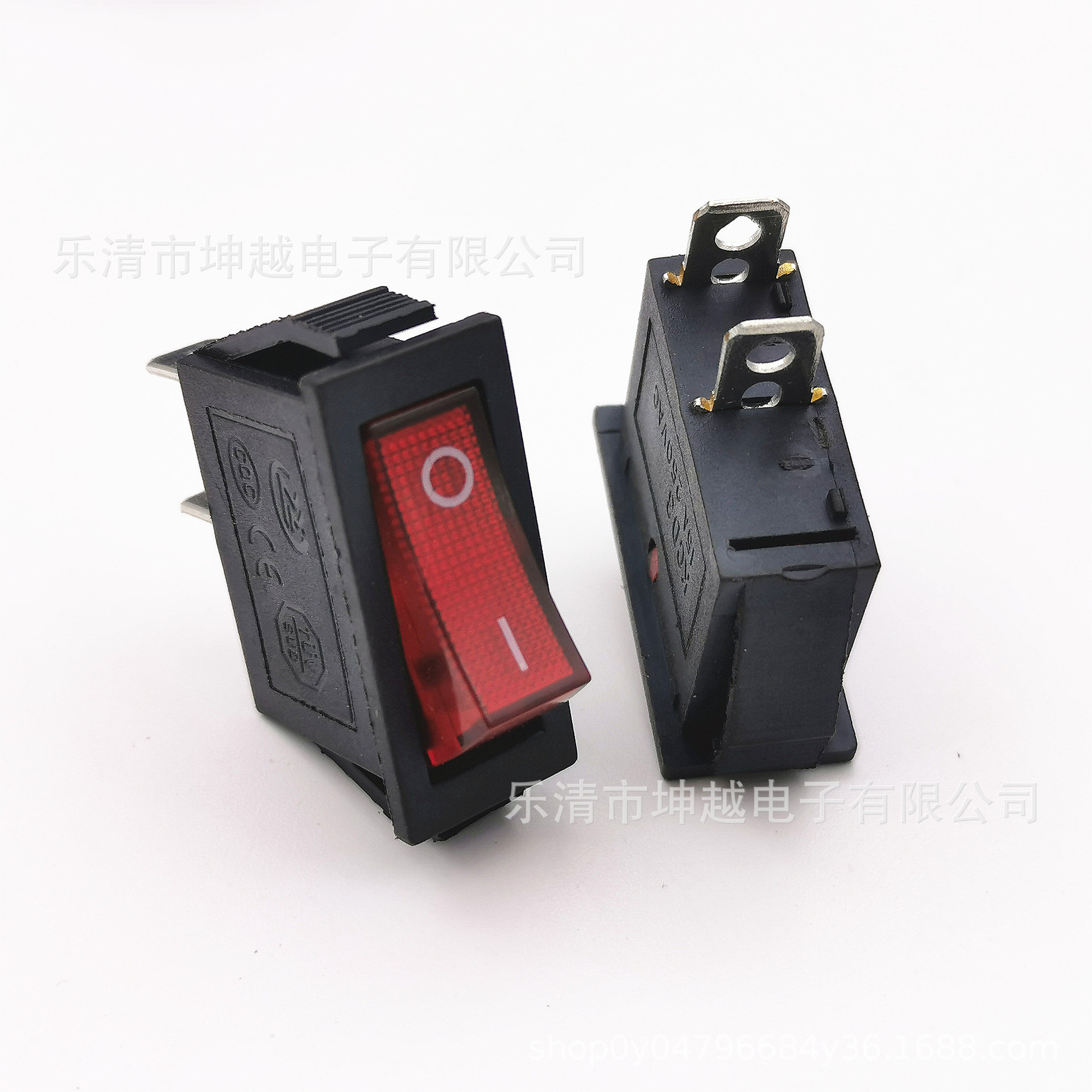 船型开关KCD3 15*31 220V 2脚2黑色透明红翘板开关