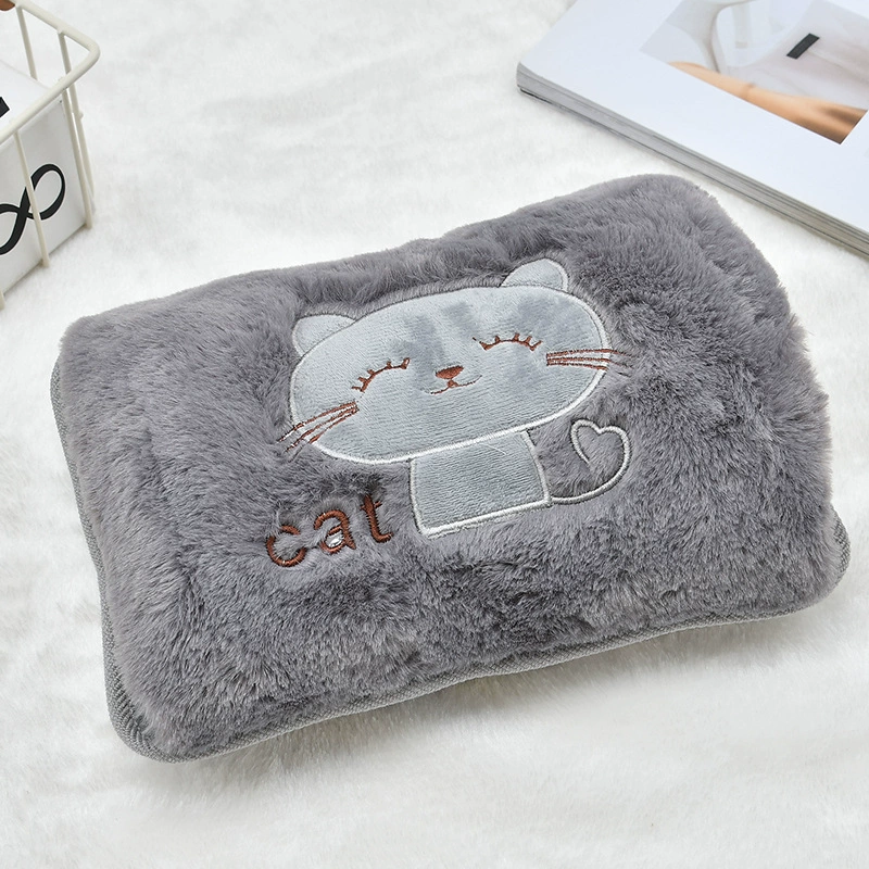 Water-injected new embroidered mischievous cat hand warmer charging hot water bag finger monkey warming baby national standard can be shipped