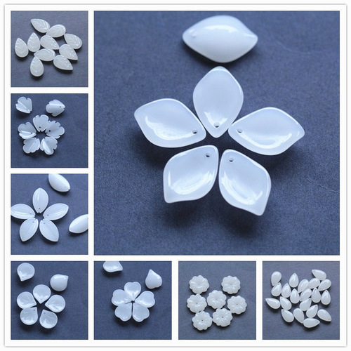 Cui's Jade Industry Czech Glass Milky White Petal DIY Material Wholesale