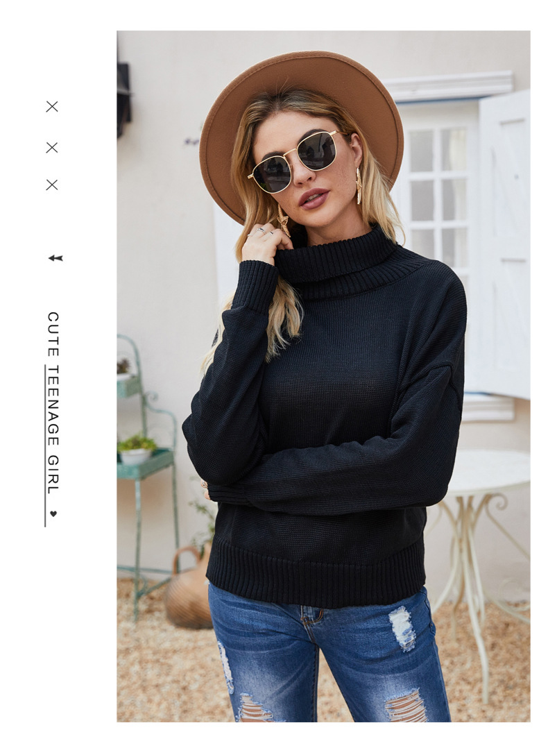 women s sexy solid color turtleneck sweater NSYH9725