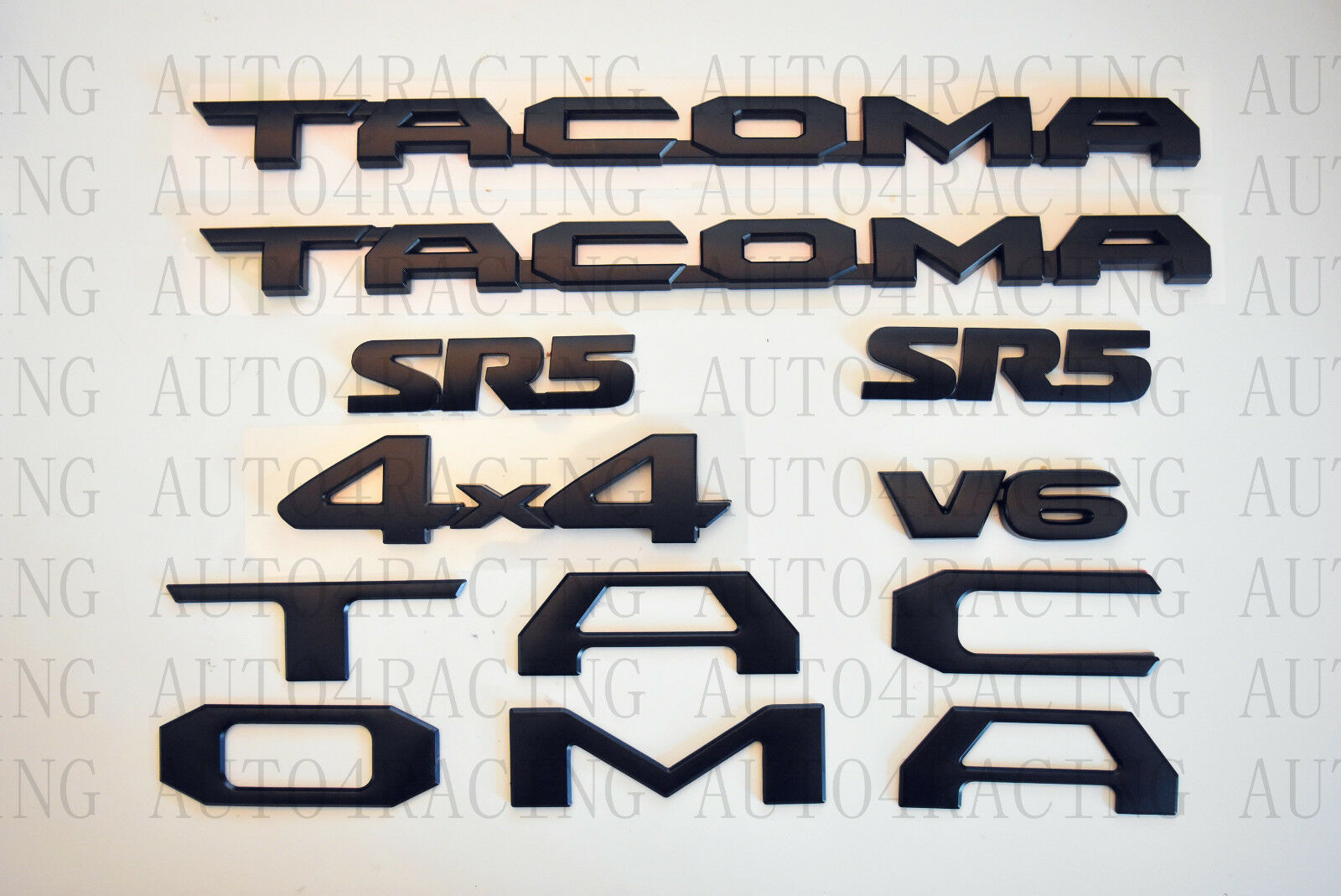 Tacoma尾门标侧标SR5 4X4 V6车身字母贴车标 黑色5件套塔库玛车标