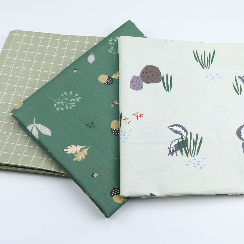 2.35米宽幅全棉布批发 卡通松鼠松果印花布 儿童纯棉床品斜纹面料