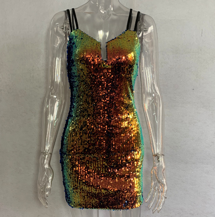 Colour Shifting Sequined Bodycon Dress