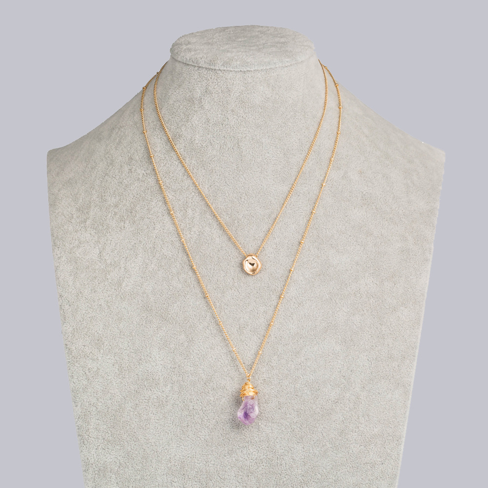 Fashion Purple Natural Stone Multi-layer Necklace Wholesale display picture 11