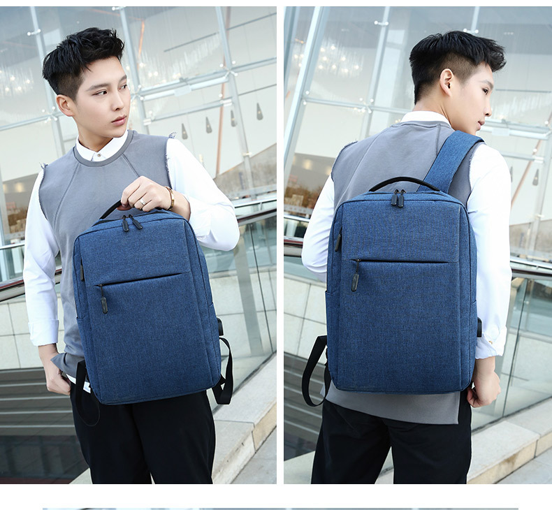 Business Solid Color Square Zipper Functional Backpack display picture 2