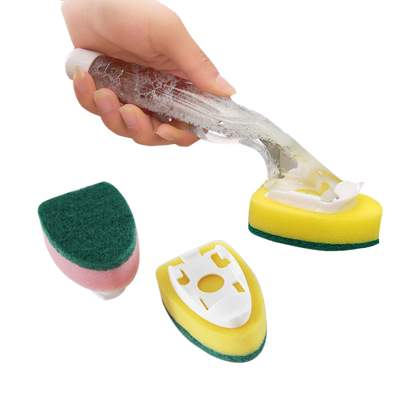 欧开可加液百洁布复合海绵长柄洗锅刷锅手柄海绵不粘油厨房洗碗刷