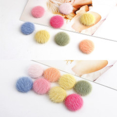 秋冬款毛毛球毛絨 包布扣diy耳釘耳環耳墜飾品配件材料配件