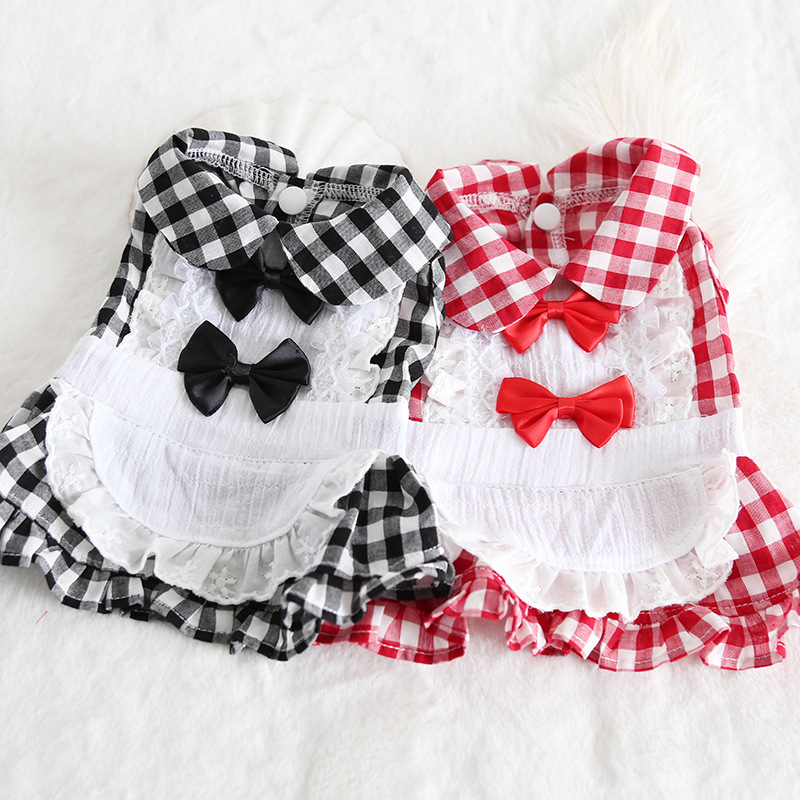 格子蝴蝶结女仆裙