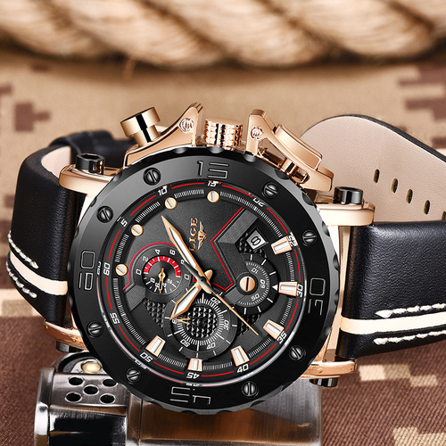 LIGE cross-border exclusive quartz watch calendar multi-functional waterproof watch chronograph