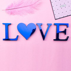 跨境專供藍色亞克力鏡面英文字母牆貼EVA泡沫組合創意家居裝飾