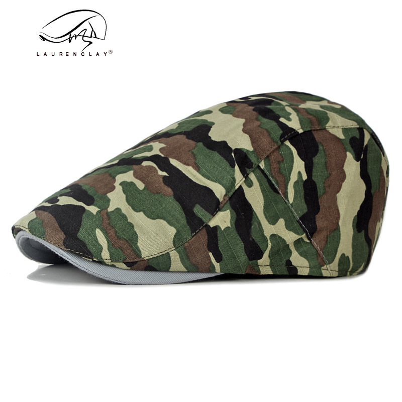 Primavera, verano y otoño al aire libre sombrero de los hombres camuflaje militar sombrero moda estilo coreano de las mujeres de la tapa boina adelante sombrero moda