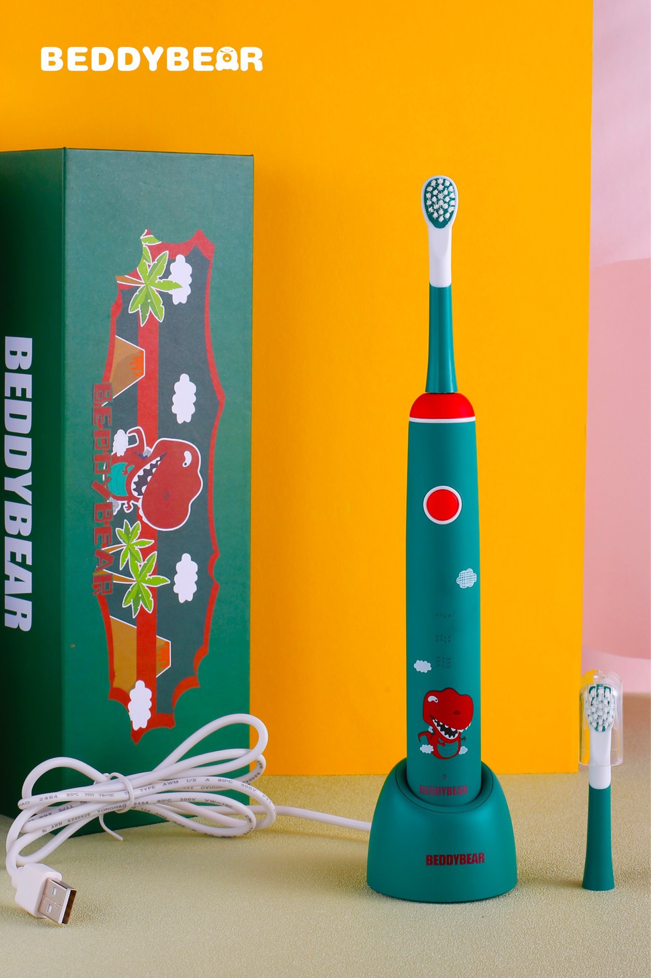 Toothbrush, green dinosaur