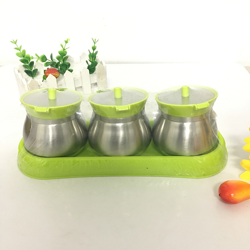 Wholesale and fashionable stainless steel seasoning cans jam three…