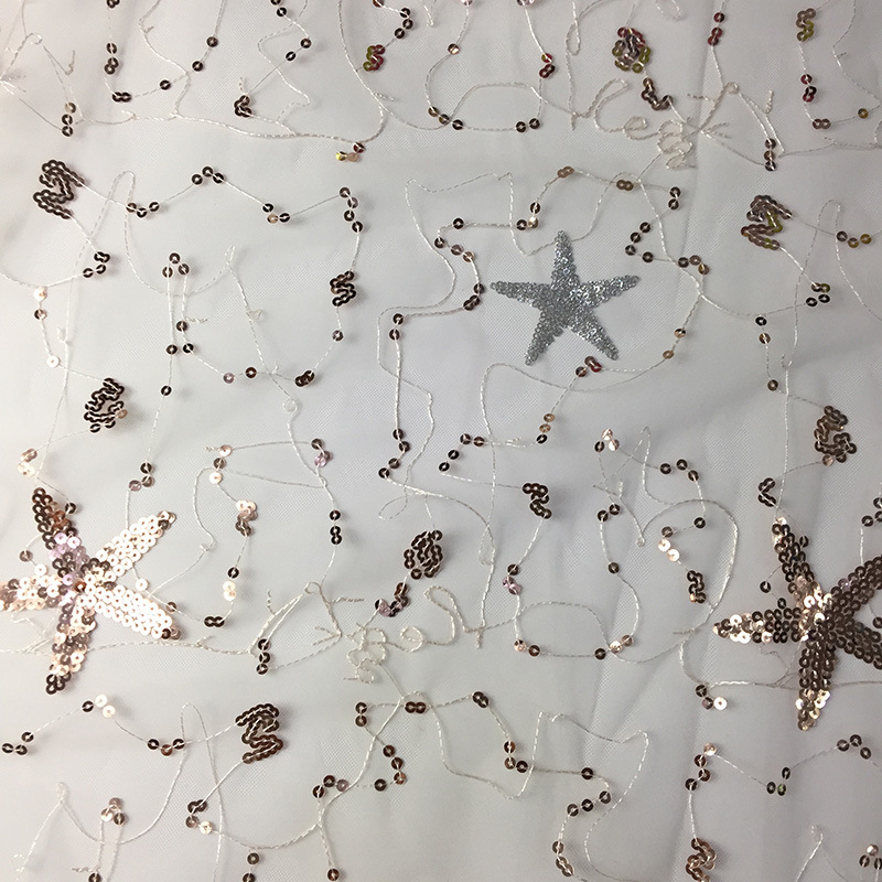 亮片珠片布面料 彩色绣花布料 时尚女装连衣裙礼服旗袍 蕾丝网纱