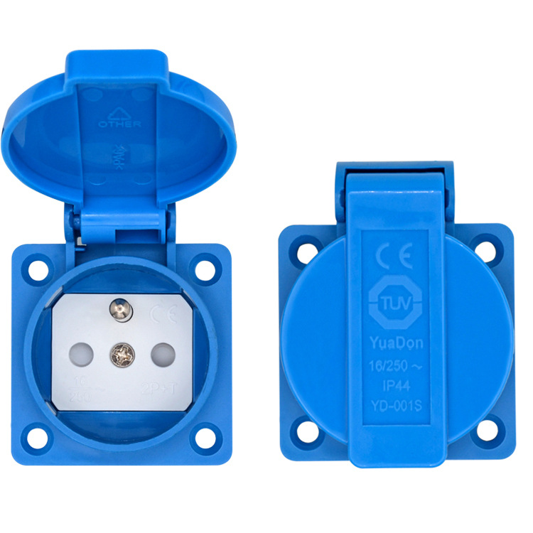 YuaDon 法式防水插座 法式带圆盖防尘防溅16A 250V机箱插座 001S
