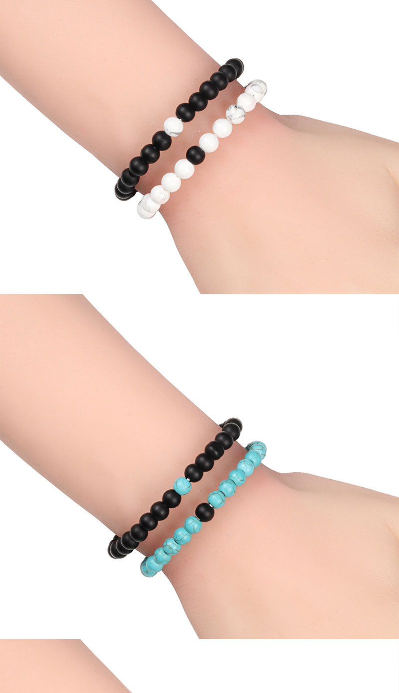 Kreatives passendes Perlenarmband blau türkis Paararmband elastisches Seilarmband Perlen verstreute Perlen Armband Armband_voghion.com