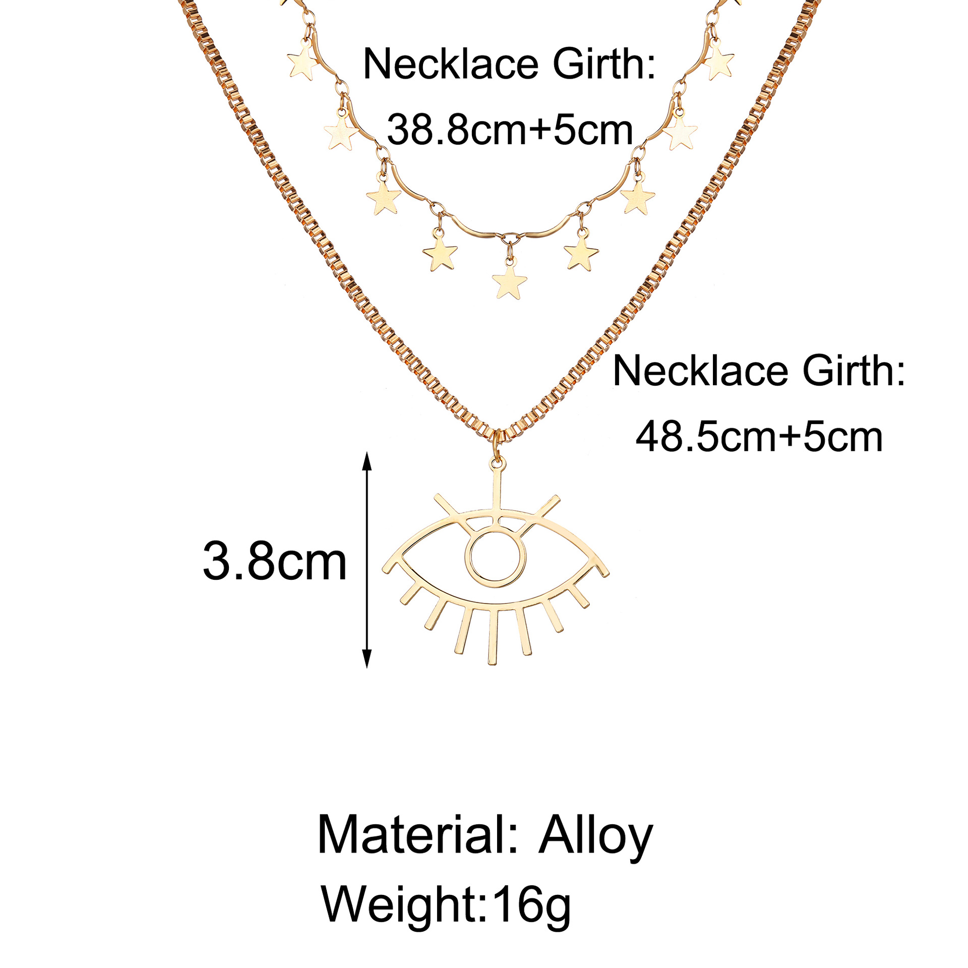Eye Pendant Multi-layer Necklace Creative Retro Simple Trend Star Clavicle Chain display picture 1
