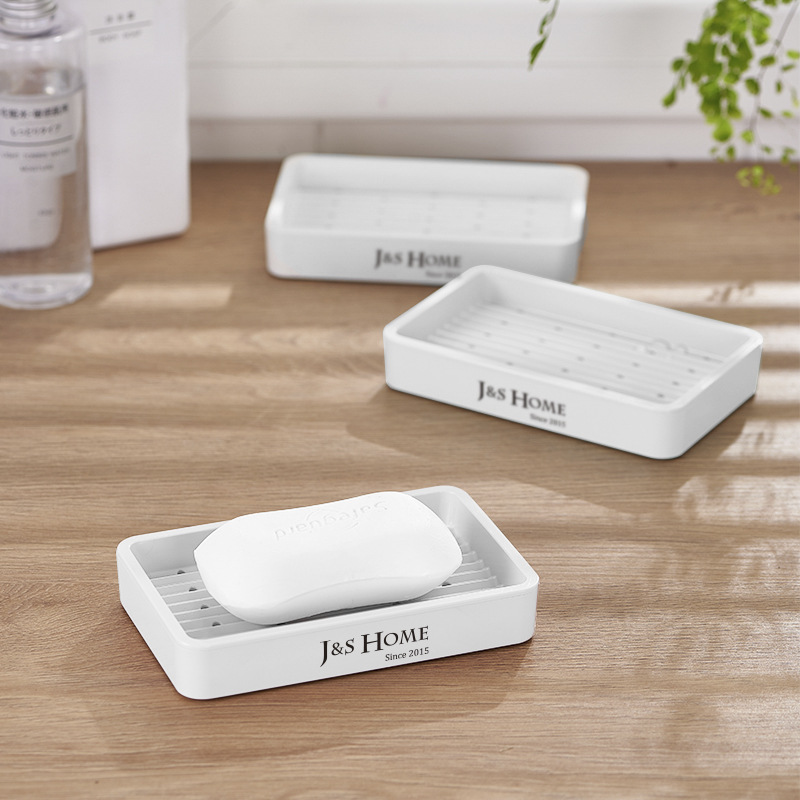Simple drenaje plato de jabón caja de jabón baño creativo suministros para el hogar bandeja de jabón cuadrada oferta especial caja de jabón de doble capa