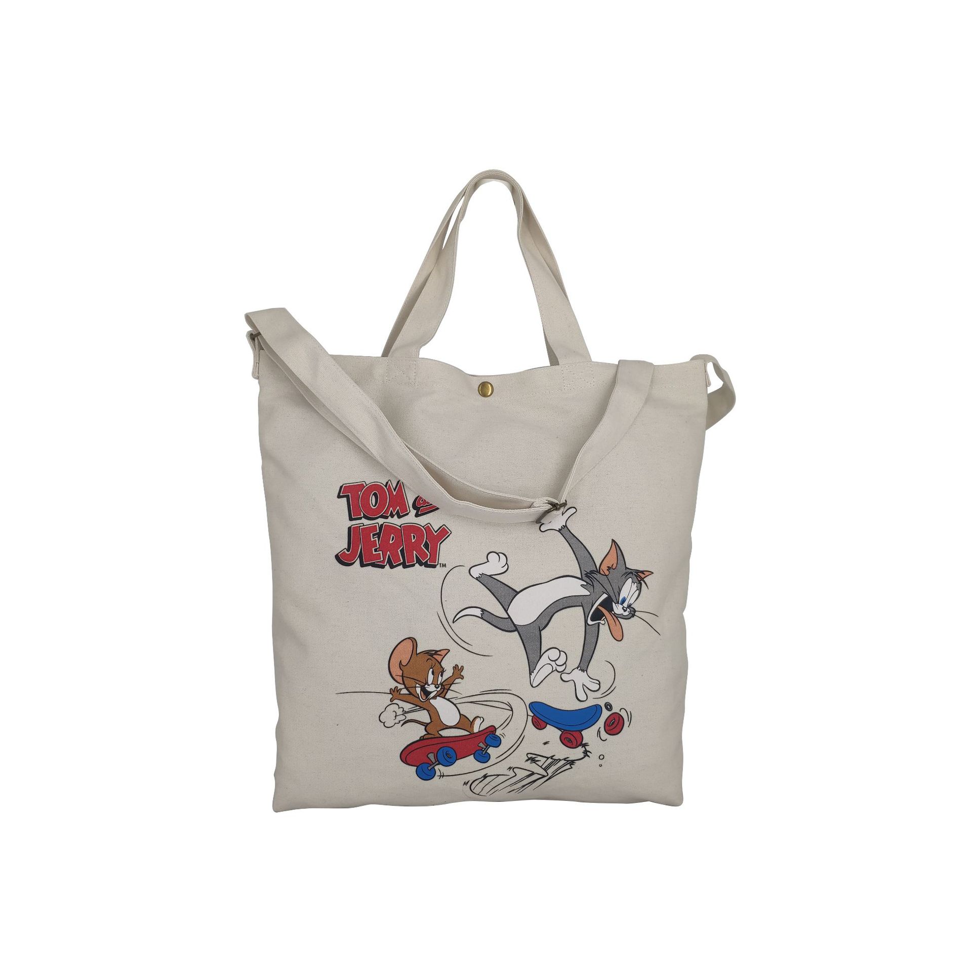 新款单肩斜跨水桶包帆布包女 卡通印花 斜跨手提两用休闲便携布袋