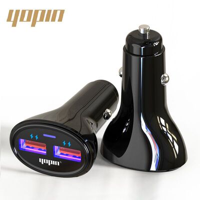 YOPIN The new dual- USB Vehicle charging automobile The cigarette lighter Fast charging One Trailer Two multi-function intelligence Car Charger