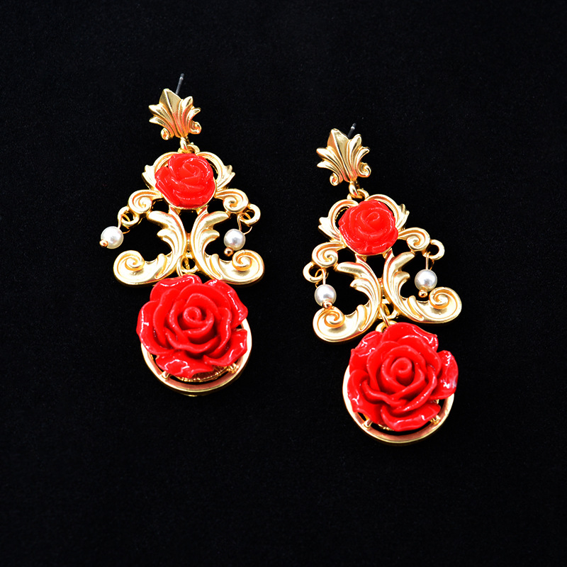 Pendientes Vintage Barroco Largo Corte Perla Flor Pendientes Al Por Mayor display picture 8