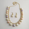 Fashionable high quality accessory, metal set for bride, jewelry, necklace and earrings from pearl, European style