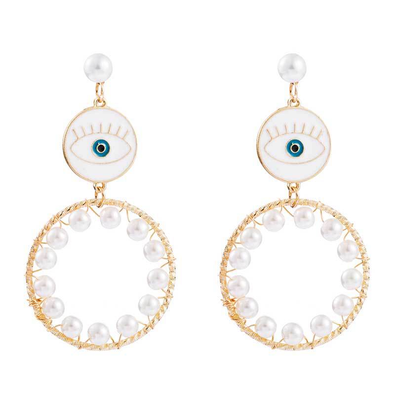 Earrings New Gold-plated Pearl Earrings Fashion Devil Eye Earrings For Women display picture 3