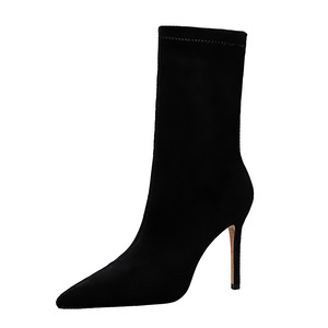 315-8 European and American fashion contracted wind pedicure female boots fine with sexy high-heeled suede tines nightcl
