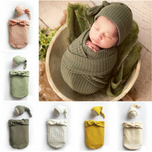 新款新生儿裹布影楼摄影裹布+帽子道具婴儿拍照宝宝满月照服装