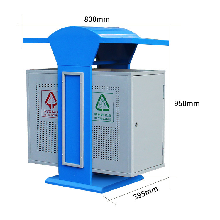 Scenic Spot Outdoor Paint Classification Sanitation Trash Can, Garden Two-Category Steel Trash Can, Peel Box