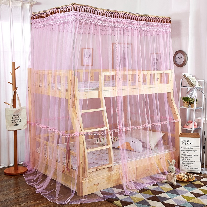 to ground Trundle Square top Mosquito net Bunk beds European style double-deck court Mosquito net Stainless steel Bracket one Mosquito net