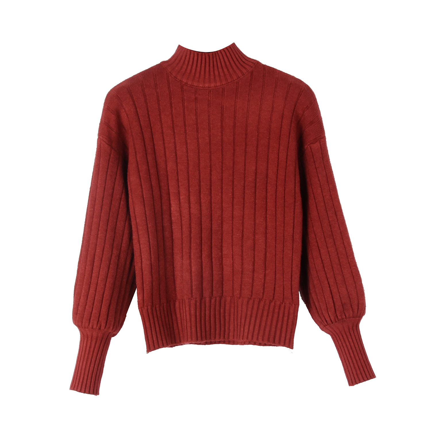 autumn and winter fashion mock collar lantern sleeve pit strip sweater NSMY15966